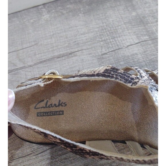 Clarks Lexi Marigold Women's Snake Print Leather Wedge Sandals Size 7 - Picture 4 of 7